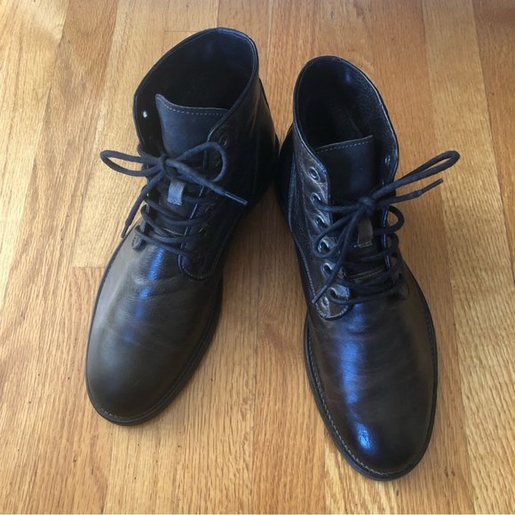 Steve Madden ULTIMATE Leather Boots Lace Up Rugged Gray - Picture 4 of 13